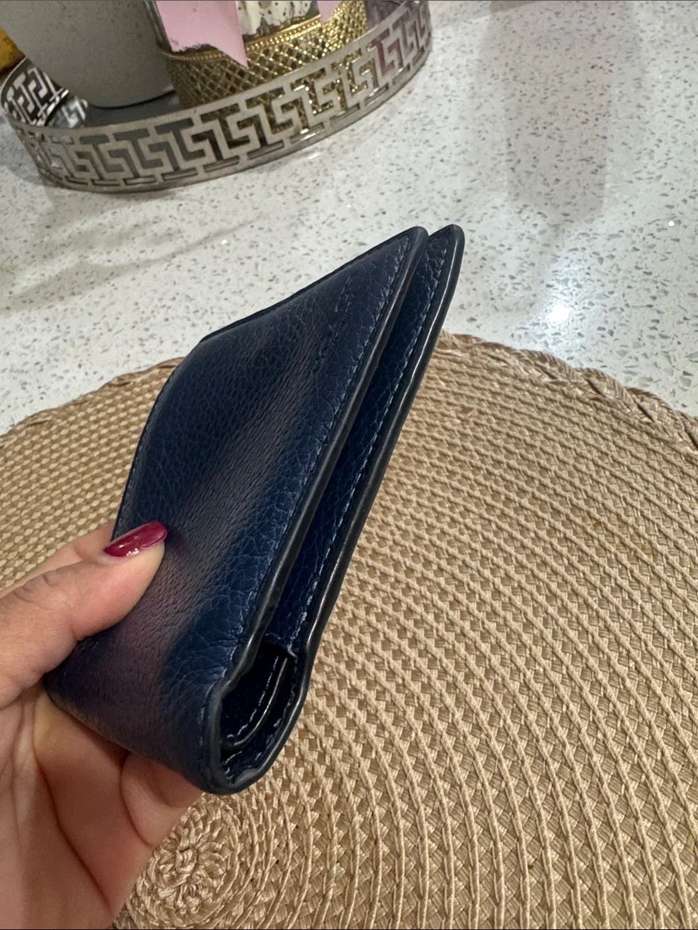 💙COACH Pebble Leather And Signature Coated Canvas Wallet